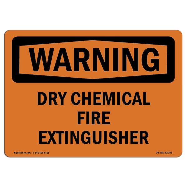 Safety Sign, OSHA WARNING, 18" Height, Rigid Plastic, Dry Chemical Fire Extinguisher, Landscape